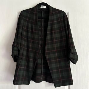 NWT Aritzia Babaton US 0 Black/Scarab Plaid Power Blazer